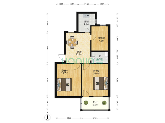 吉水路 2室1厅1卫 73平方