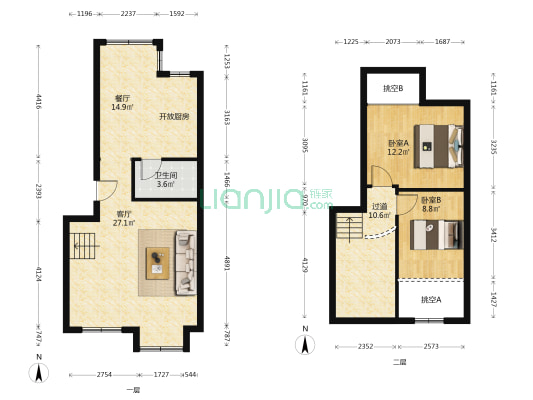 通用陆院 2室2厅1卫 60平方