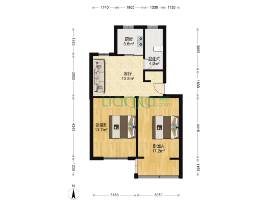 东电一生活区 2室1厅1卫 64平方