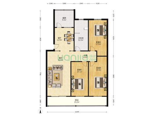 夏家十字8号 3室2厅1卫 160平方