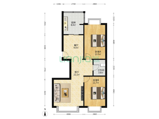 甘肃建投建贸家园 2室2厅1卫 95平方