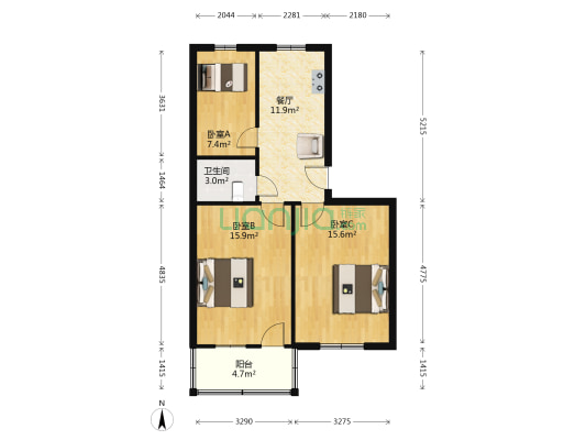天封社区南区 3室1厅1卫 64平方