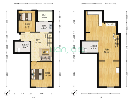 萦东温泉花园 2室1厅2卫 68平方