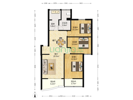 燃料花园 3室1厅1卫 97平方