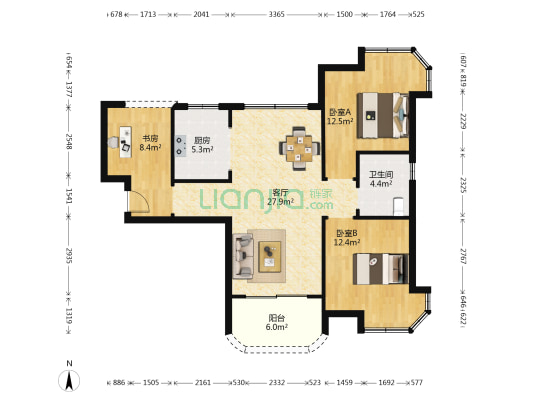 碧桂园生态城浅月湾 3室1厅1卫 91平方