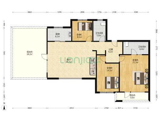 金水云麓北区 3室1厅2卫 171平方