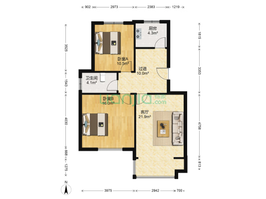 瑞景园 2室1厅1卫 85平方