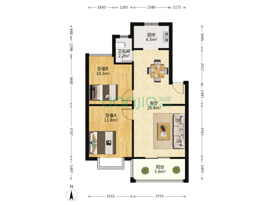 广西华宏水泥股份有限公司 2室1厅1卫 71平方