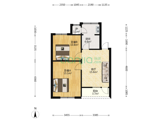 浦江路4号 2室1厅1卫 63平方
