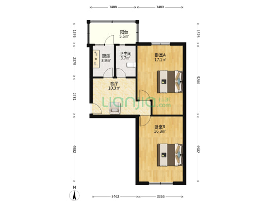 昆山中路43巷 2室1厅1卫 76平方