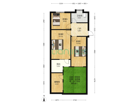 针织厂小区 3室0厅1卫 59平方