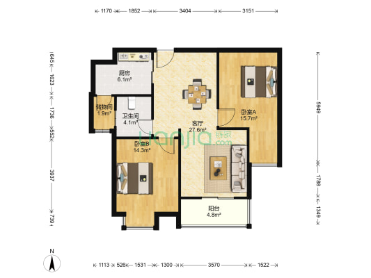 中天花园东区 2室1厅1卫 89平方