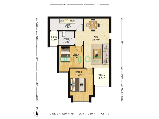 兴盛爱地社区 2室1厅1卫 71平方