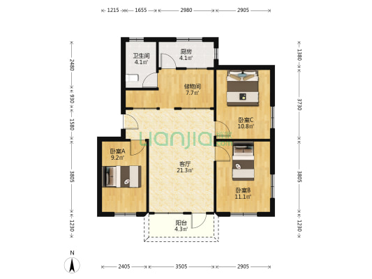 南江路住宅 3室1厅1卫 84平方