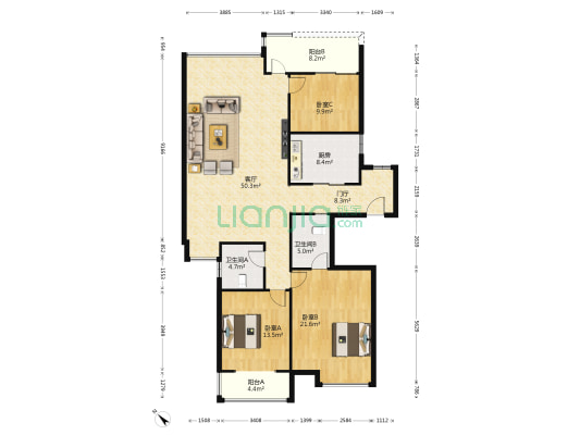上品金沙 3室1厅2卫 158平方