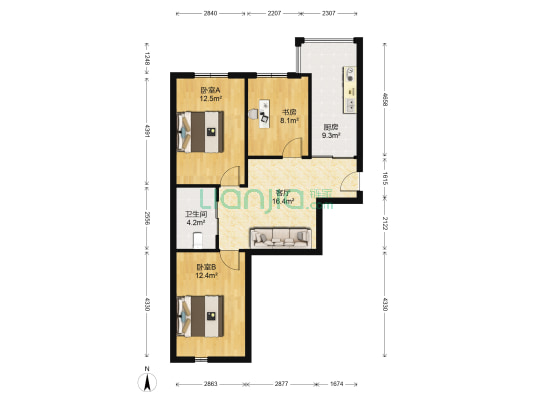 上漾园 3室1厅1卫 78平方