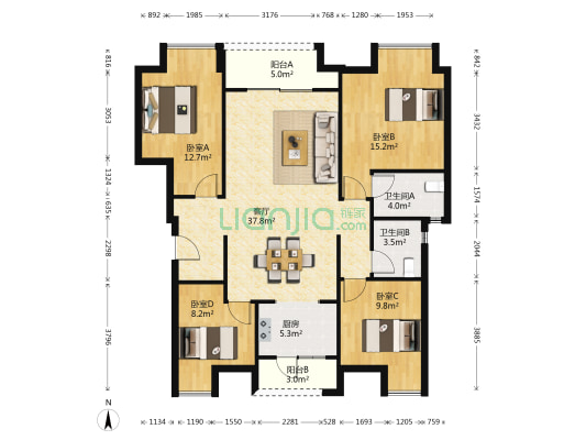 西著七里四组团 4室1厅2卫 120平方