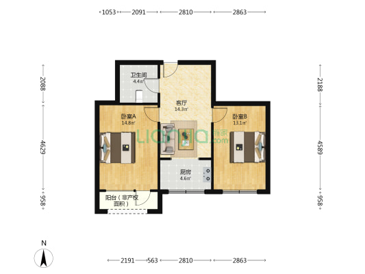 泰奕桃源 2室1厅1卫 71平方