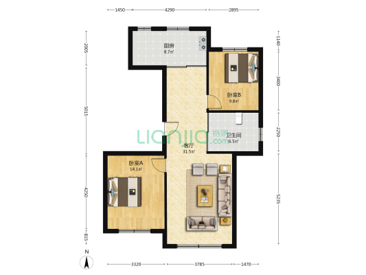 尚都动漫小镇 2室1厅1卫 97平方