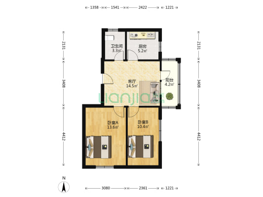 吉庆小区 2室1厅1卫 68平方