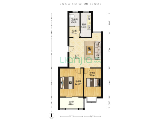信佳花园 2室1厅1卫 75平方