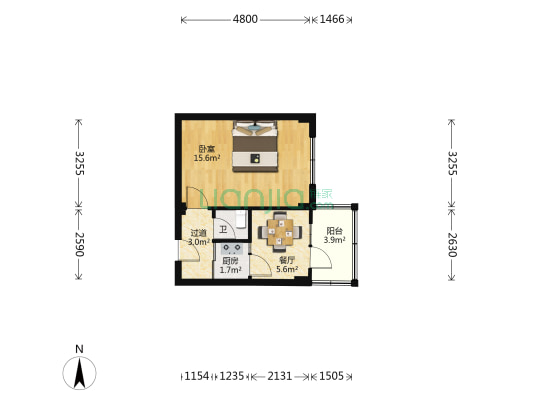 砂阳南社区 1室1厅1卫 36平方