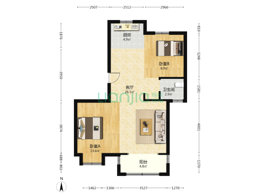 江寰府 2室1厅1卫 89平方