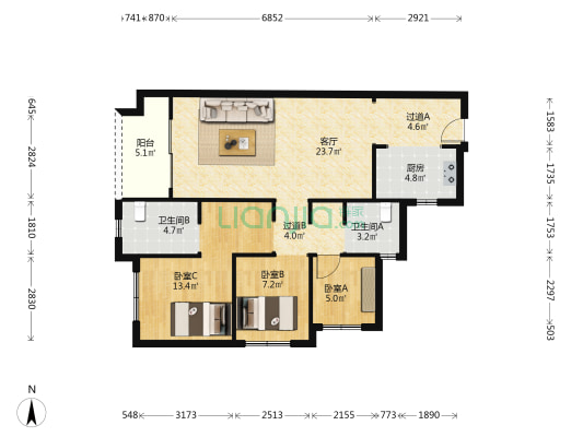 金融街·顺德金悦府 3室1厅2卫 99平方