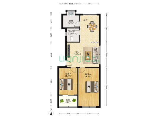 航运公司家属院 2室1厅1卫 90平方