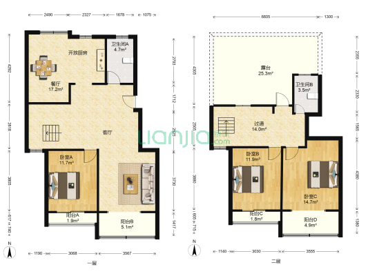 学府花园 3室2厅2卫 157平方