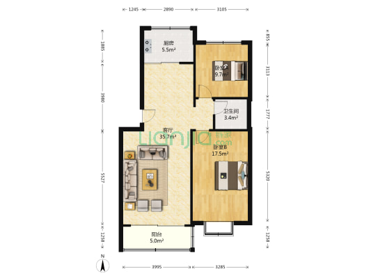 盛世百文小区 2室1厅1卫 97平方