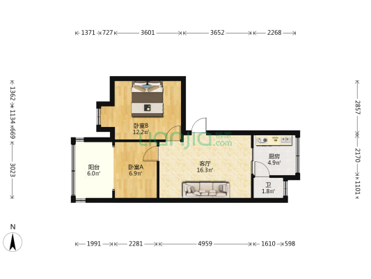 南冲巷 2室1厅1卫 47平方