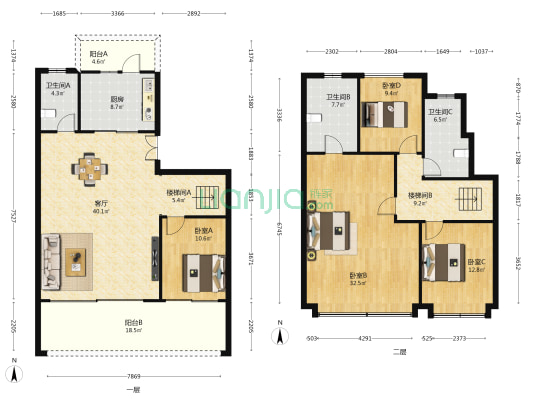 信达麓湖左岸 4室1厅3卫 194平方
