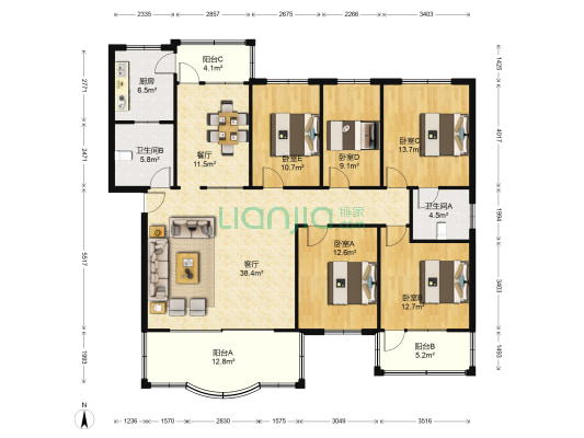 迎春路二段58号 5室2厅2卫 159平方
