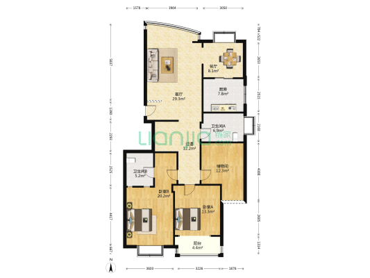汇宇花园 2室2厅2卫 157平方