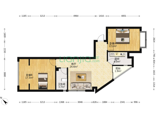 秀城 2室1厅1卫 83平方