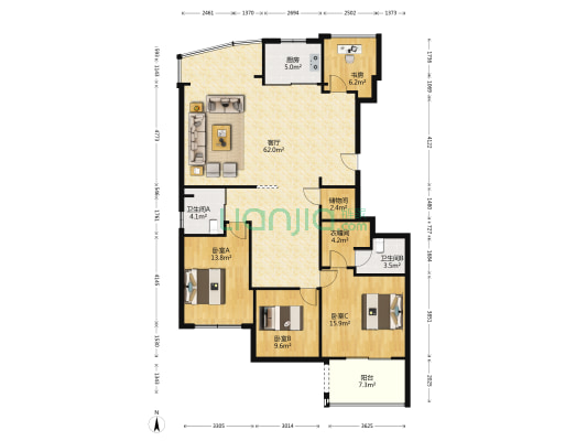 嘉汇锦苑 4室1厅2卫 154平方
