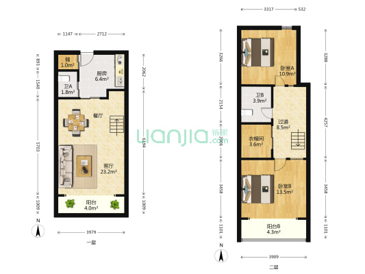 景湾银座 2室1厅2卫 58平方