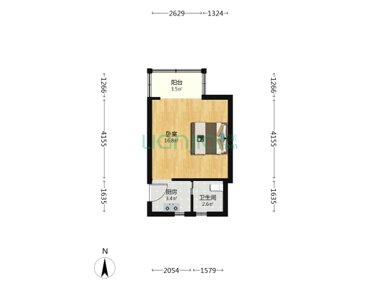 江苏北路105弄 1室0厅1卫 31平方