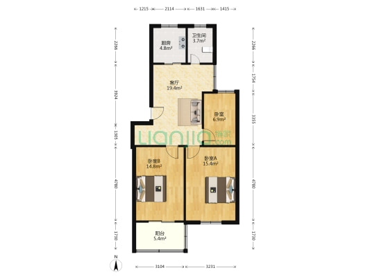 新城花园西园 3室1厅1卫 86平方