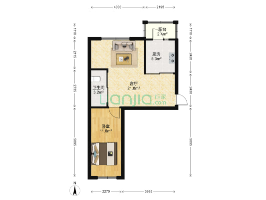 哈飞电厂住宅 1室1厅1卫 57平方