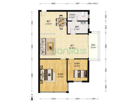 金印大厦 2室2厅1卫 100平方