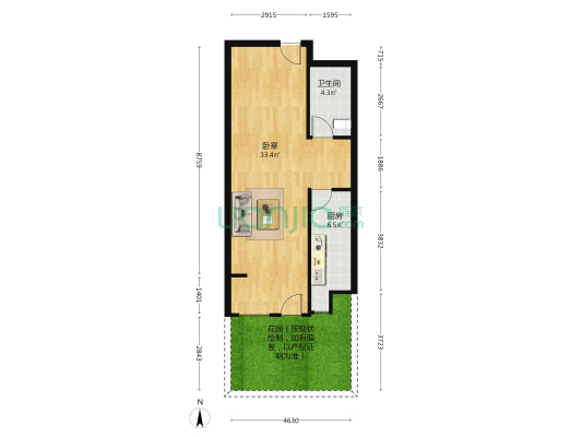 潮白河孔雀城悦府 1室0厅1卫 61平方