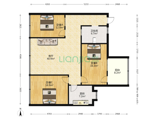 胜利路19号 3室1厅1卫 103平方
