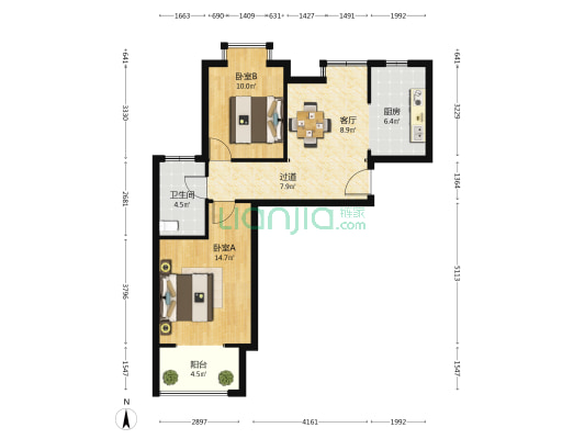 鸿泰苑三区 2室1厅1卫 72平方