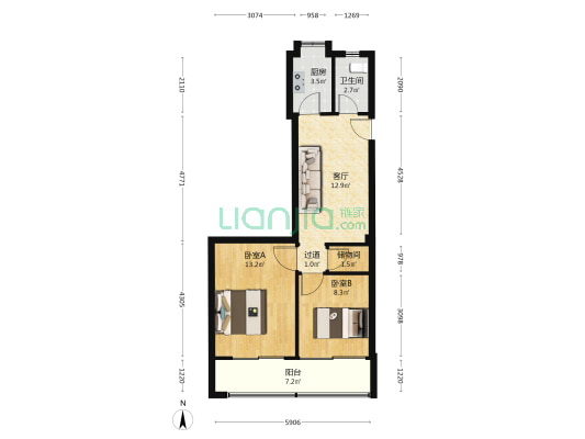 红星路恢复楼 2室1厅1卫 60平方