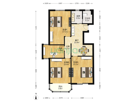公兴路5号 4室1厅1卫 103平方