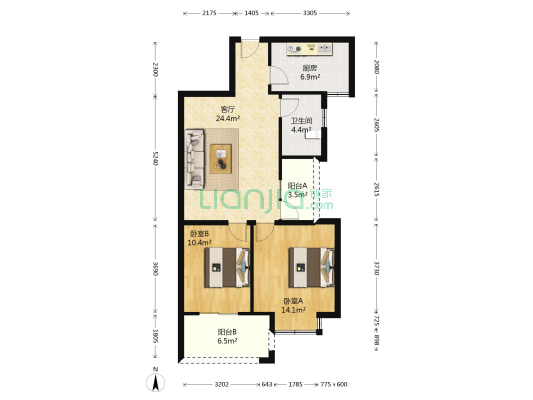 新慧金水岸北区 2室1厅1卫 83平方