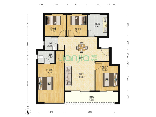 江山和悦府 4室1厅2卫 118平方