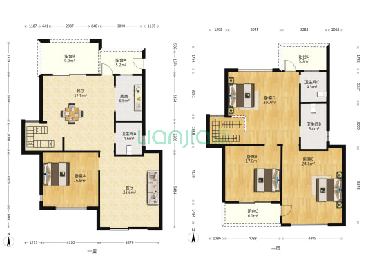 大城小院人家 4室2厅3卫 208平方